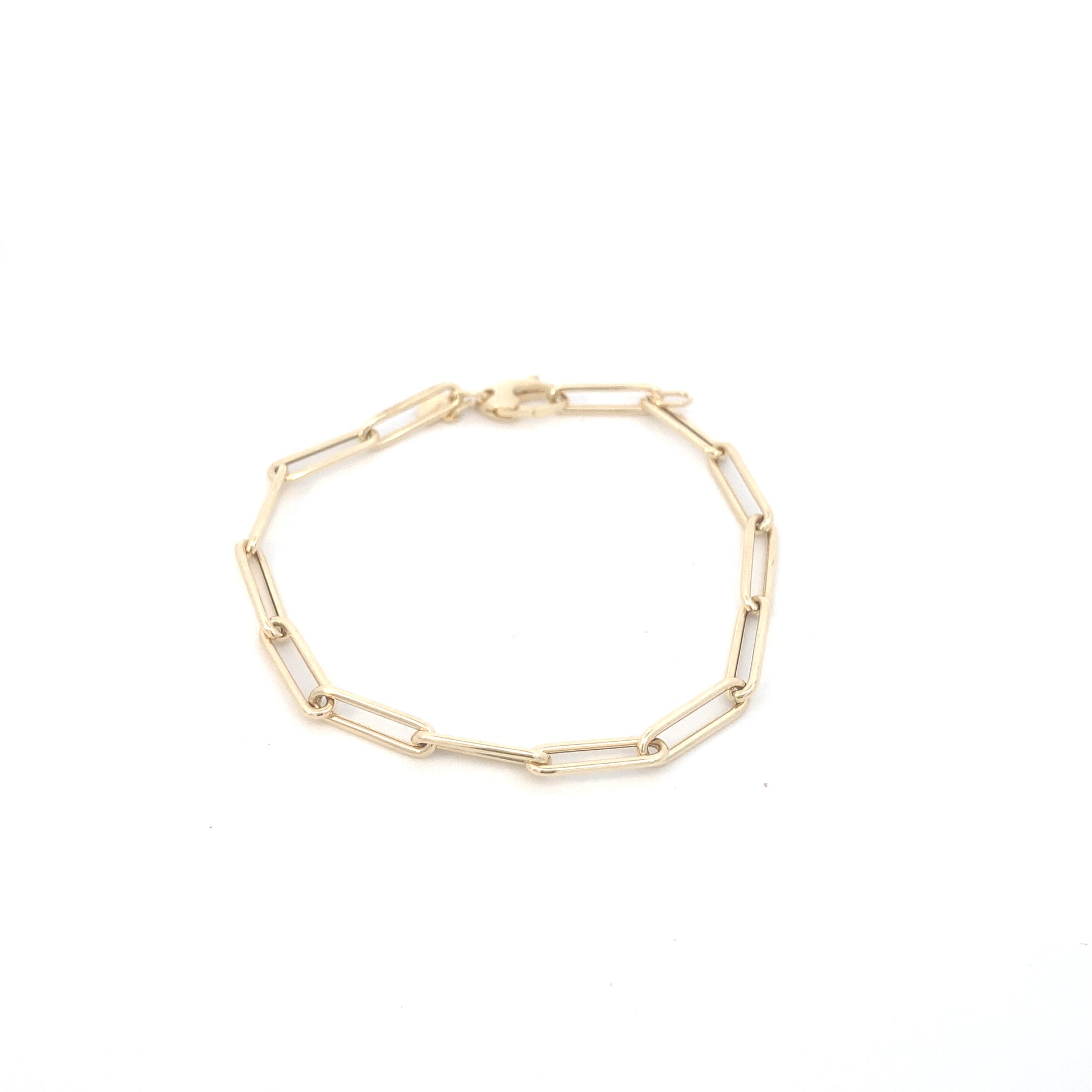 14K Gold Small Paper Clip Link Bracelet 4mm | Luby Gold Collection | Luby 