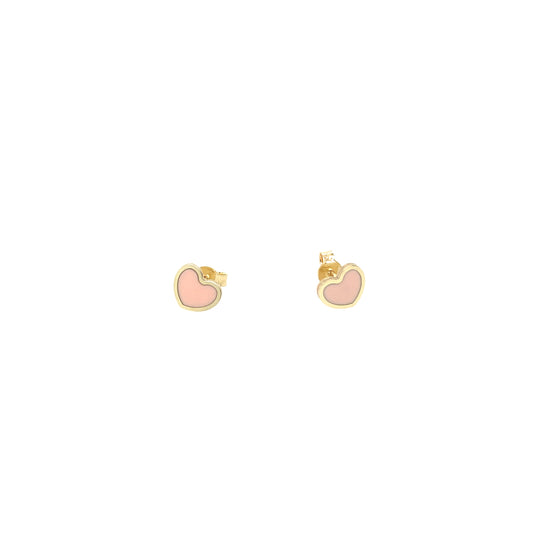 14k Gold Pink Enamel Heart Stud Earrings | Luby Gold Collection | Luby 