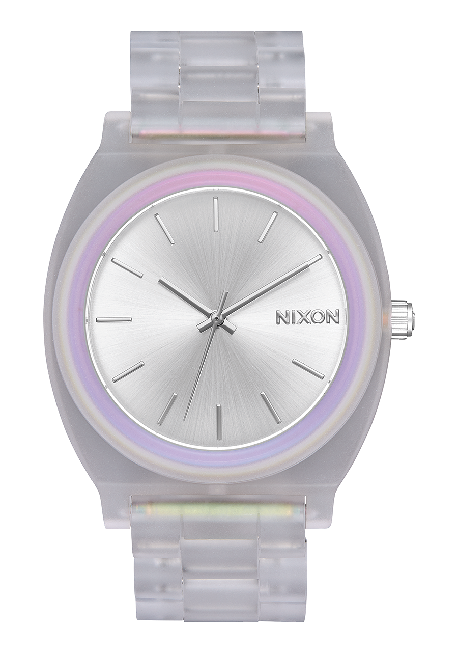 Time Teller Acetate Clear/Silver Sunray/Rainbow | Nixon | Luby 