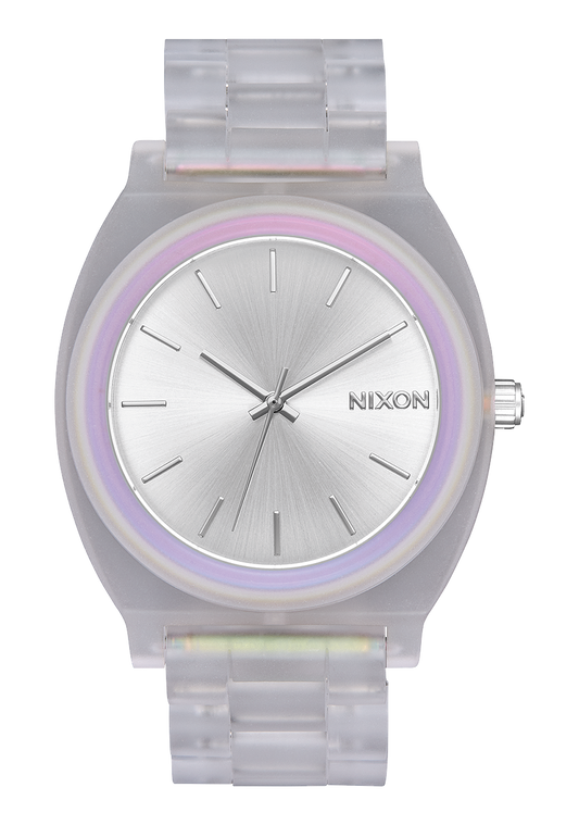 Time Teller Acetate Clear/Silver Sunray/Rainbow | Nixon | Luby 