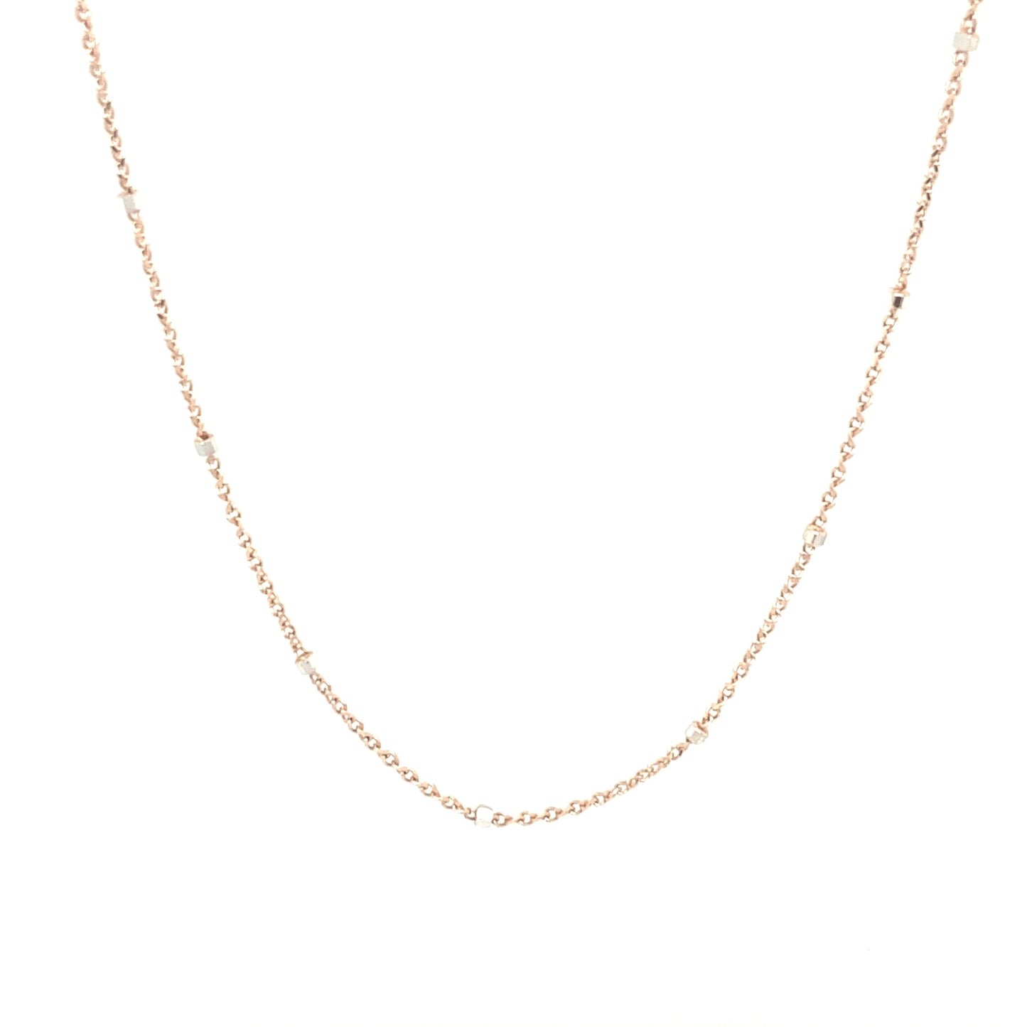 14K Rose Gold Fancy Chain With White Gold | Luby Gold Collection | Luby 