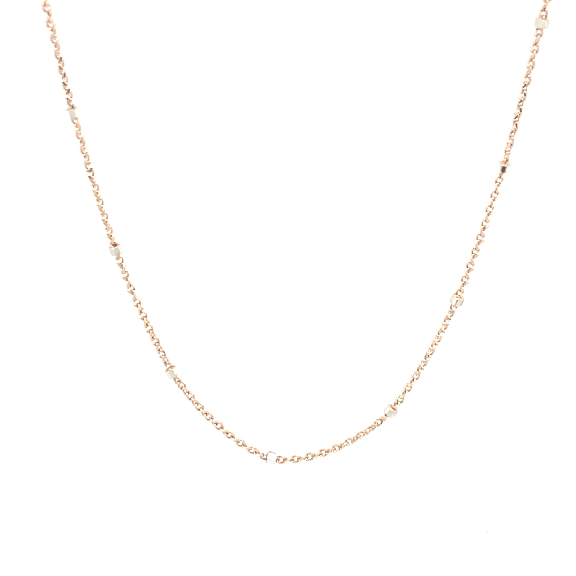 14K Rose Gold Fancy Chain With White Gold | Luby Gold Collection | Luby 