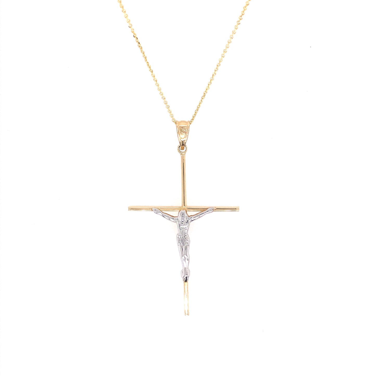 Long Cross Two-Tone 14k Gold Pendant | Luby Gold Collection | Luby 