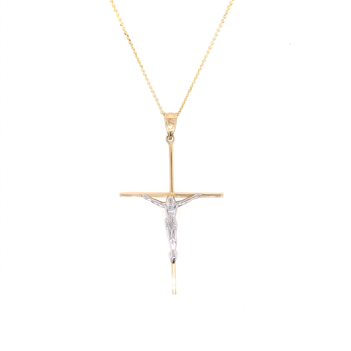 Long Cross Two-Tone 14k Gold Pendant | Luby Gold Collection | Luby 