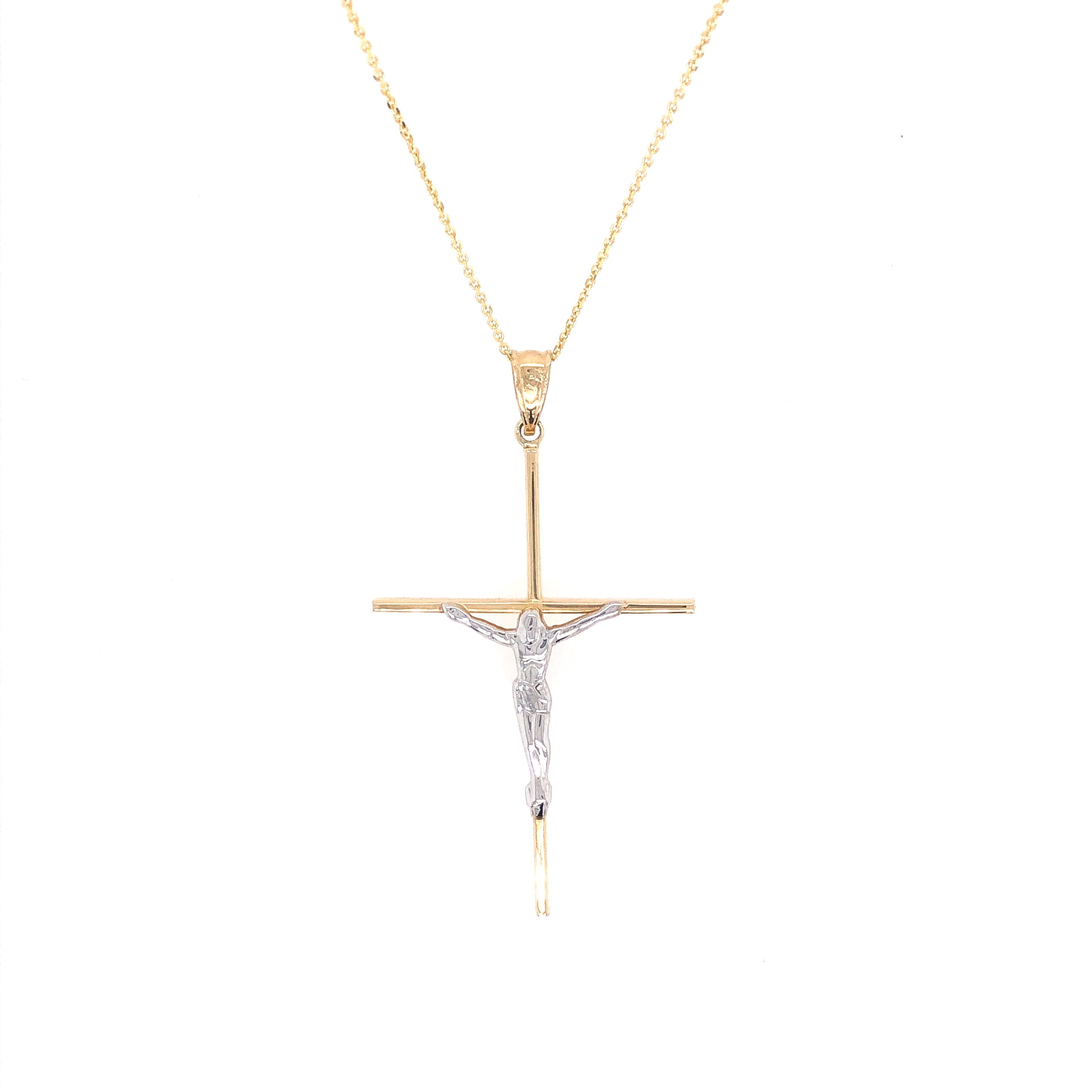 Long Cross Two-Tone 14k Gold Pendant | Luby Gold Collection | Luby 