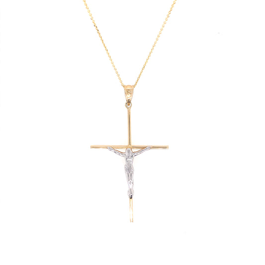 Long Cross Two-Tone 14k Gold Pendant | Luby Gold Collection | Luby 