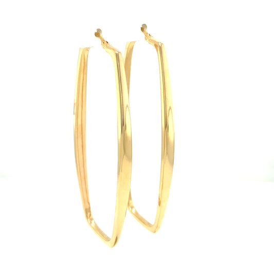 14K Gold Big Earring Hoops Rectangular Shape | Luby Gold Collection | Luby 