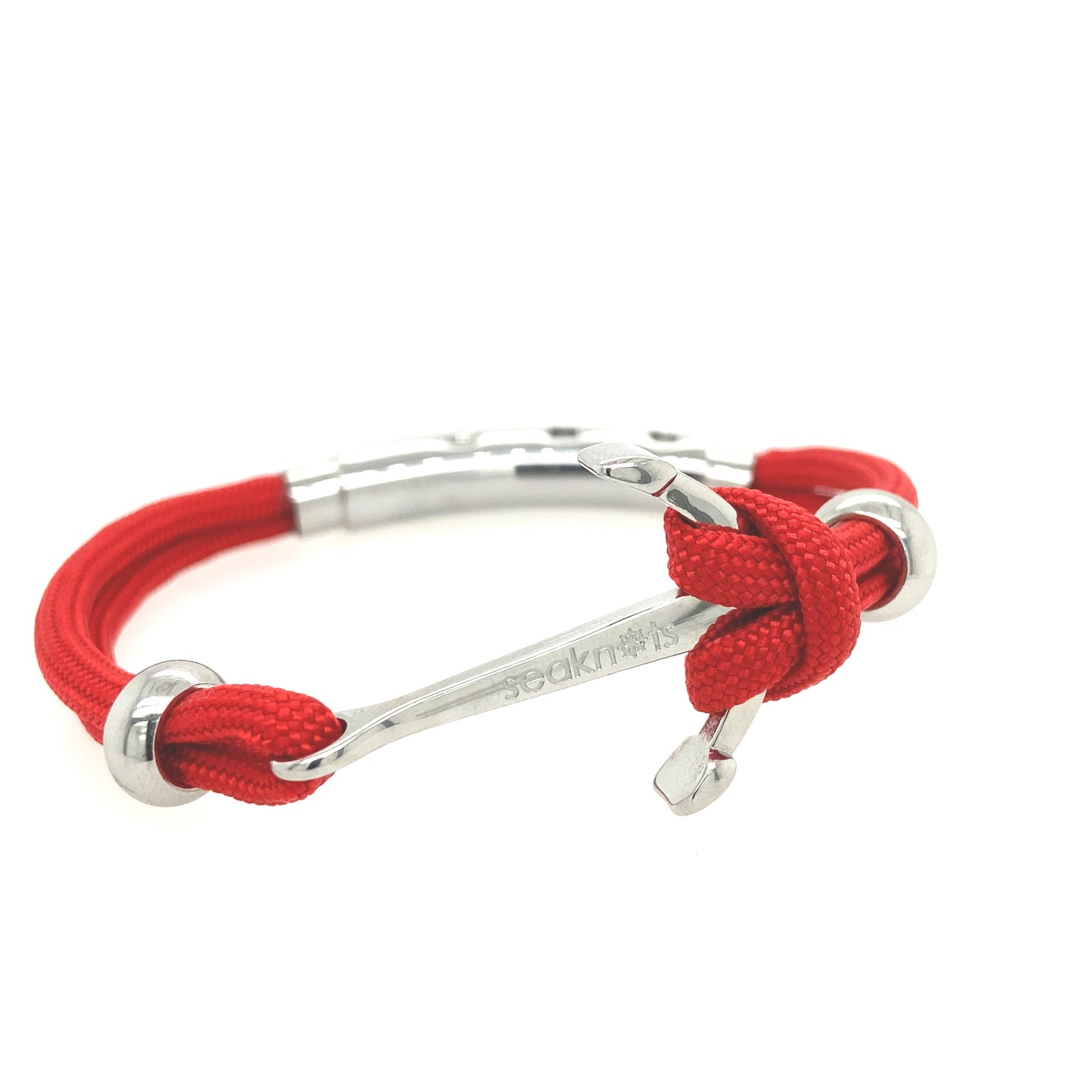 DOUBLE CORD W ANCHOR / KNOT / BEADS SILVER | Seaknots | Luby 