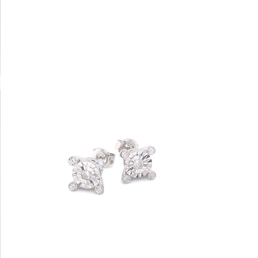 Prong Setting Diamond Cut Stud Earrings | Luby Silver Collection | Luby 