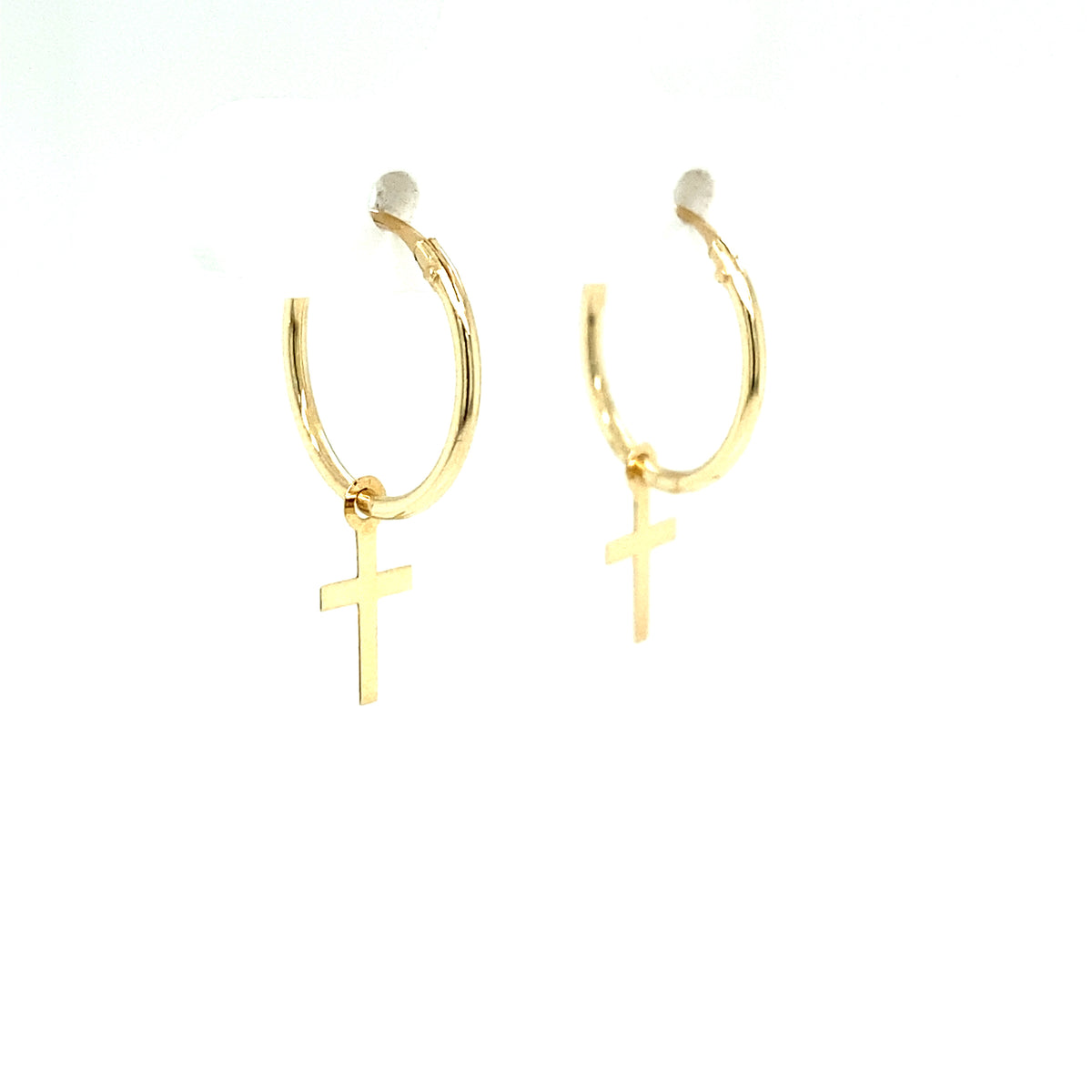DANGLING FLAT CROSS HUGGIE | Luby Gold Collection | Luby 