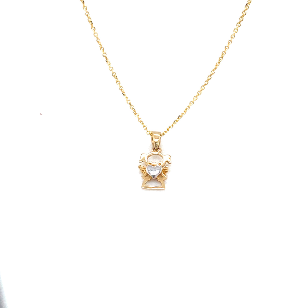 Small Girl Angel Two-Tone 14k Gold Pendant | Luby Gold Collection | Luby 