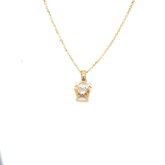 Small Girl Angel Two-Tone 14k Gold Pendant | Luby Gold Collection | Luby 