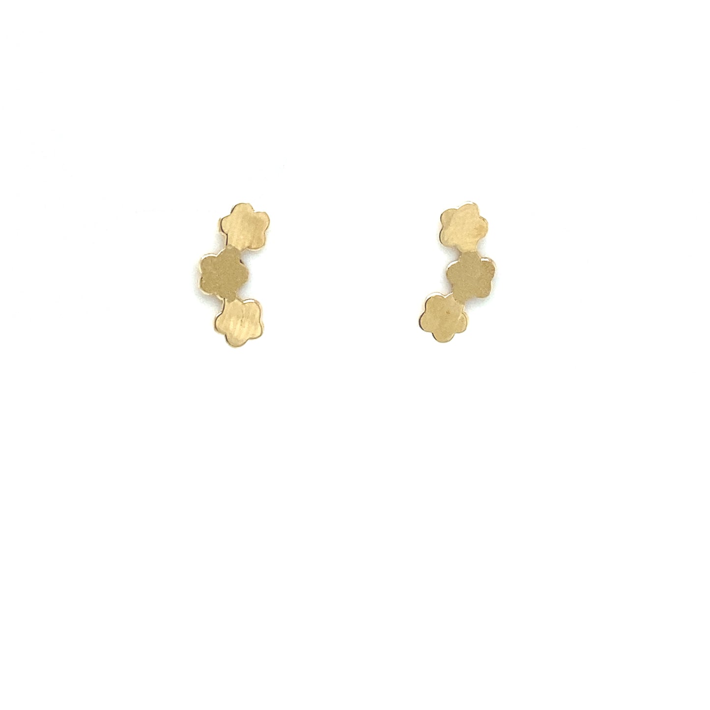 14K THREE FLAT CONNECTED FLOWERS | Luby Gold Collection | Luby 