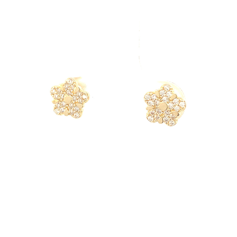 14K Gold Flower Studs Earrings