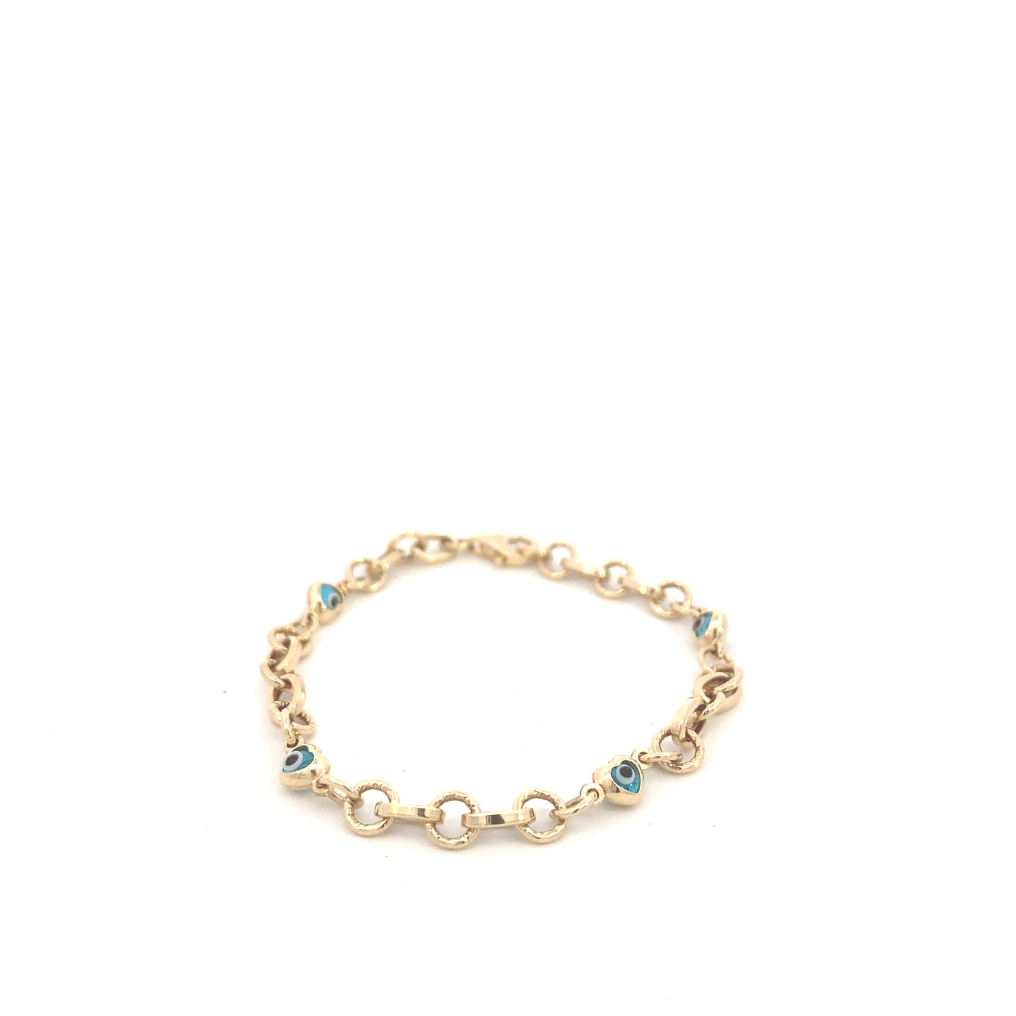 14K Gold Blue Eye Link Bracelet | Luby Gold Collection | Luby 