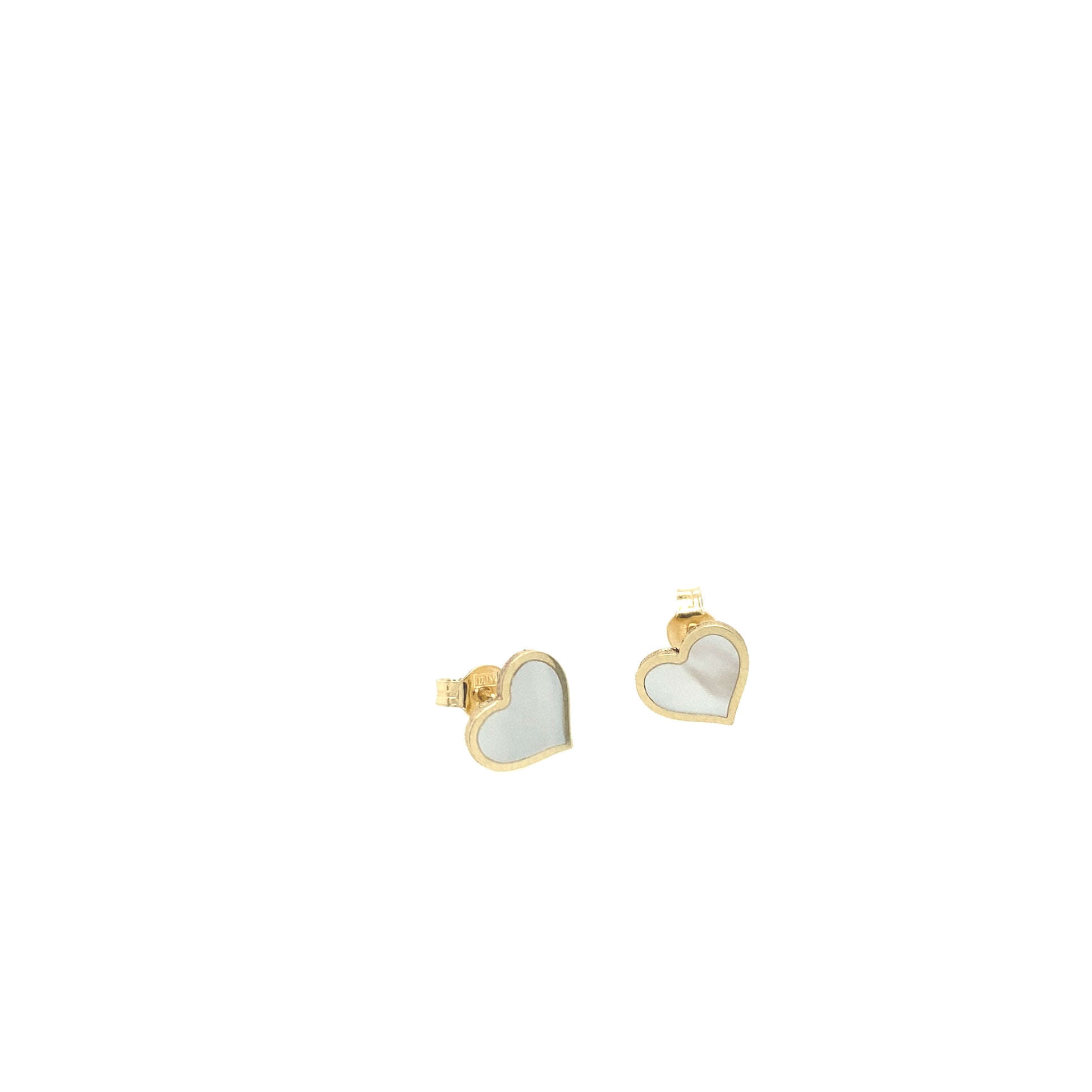 14K Gold Mother Pearl Medium Heart Stud Earrings | Luby Gold Collection | Luby 