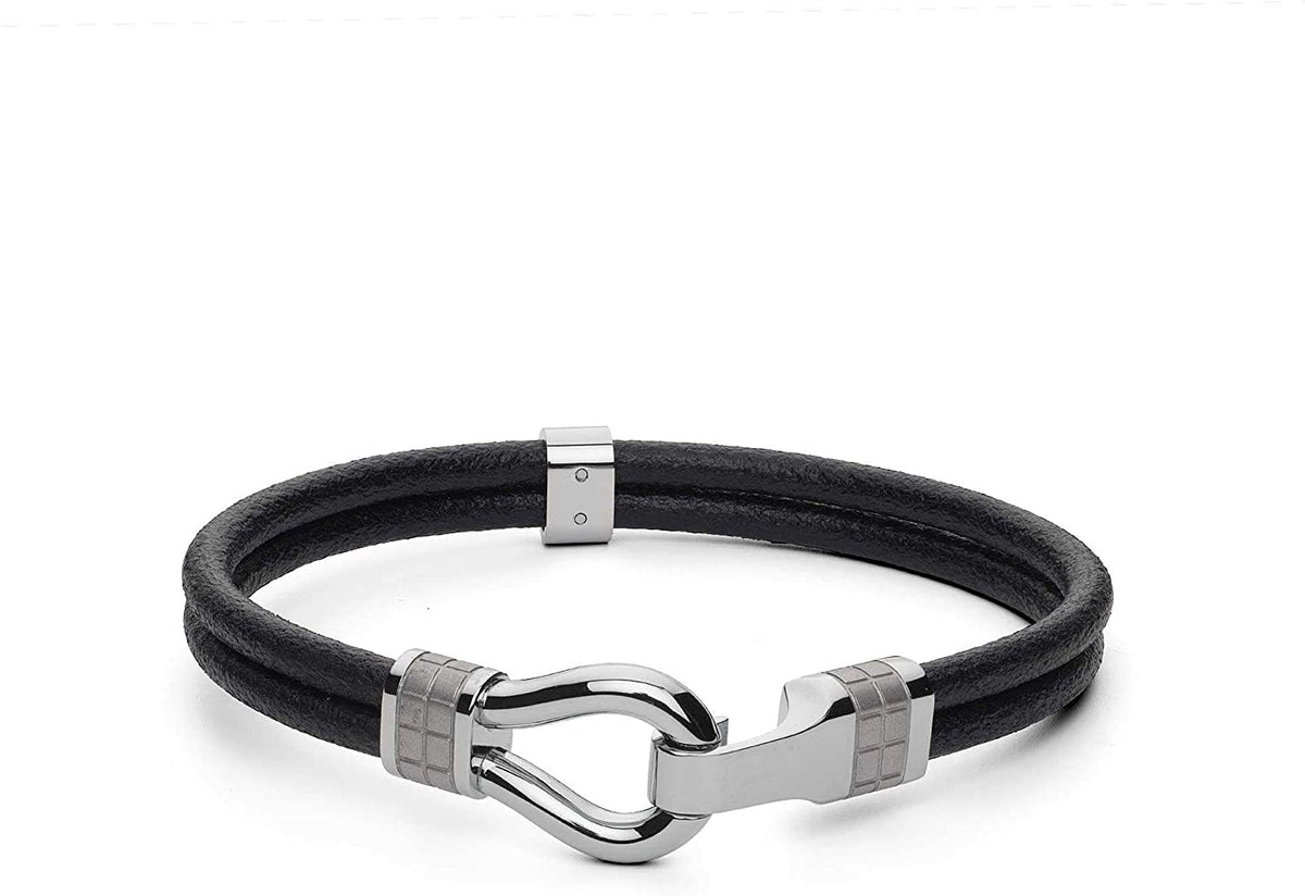 Clint Black Leather Bracelet (Silver) | Brosway Italia | Luby 