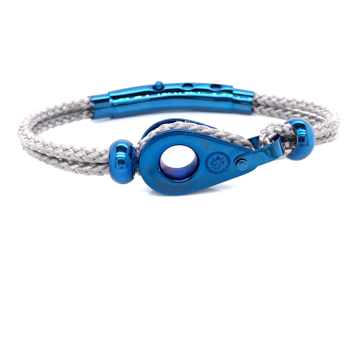 Light Grey Double Rope with Blue Pulley and Beads Bracelet (Grey/Blue) | Seaknots | Luby 