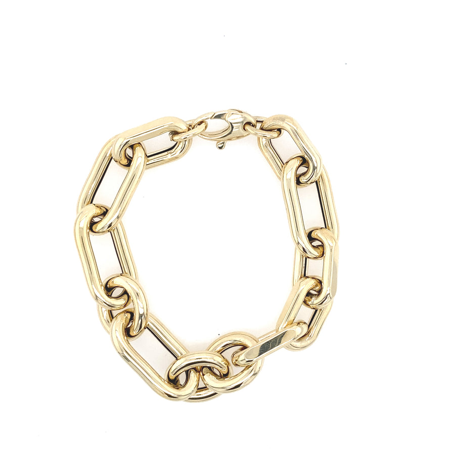Pulsera de eslabones largos gruesos de oro de 14 quilates