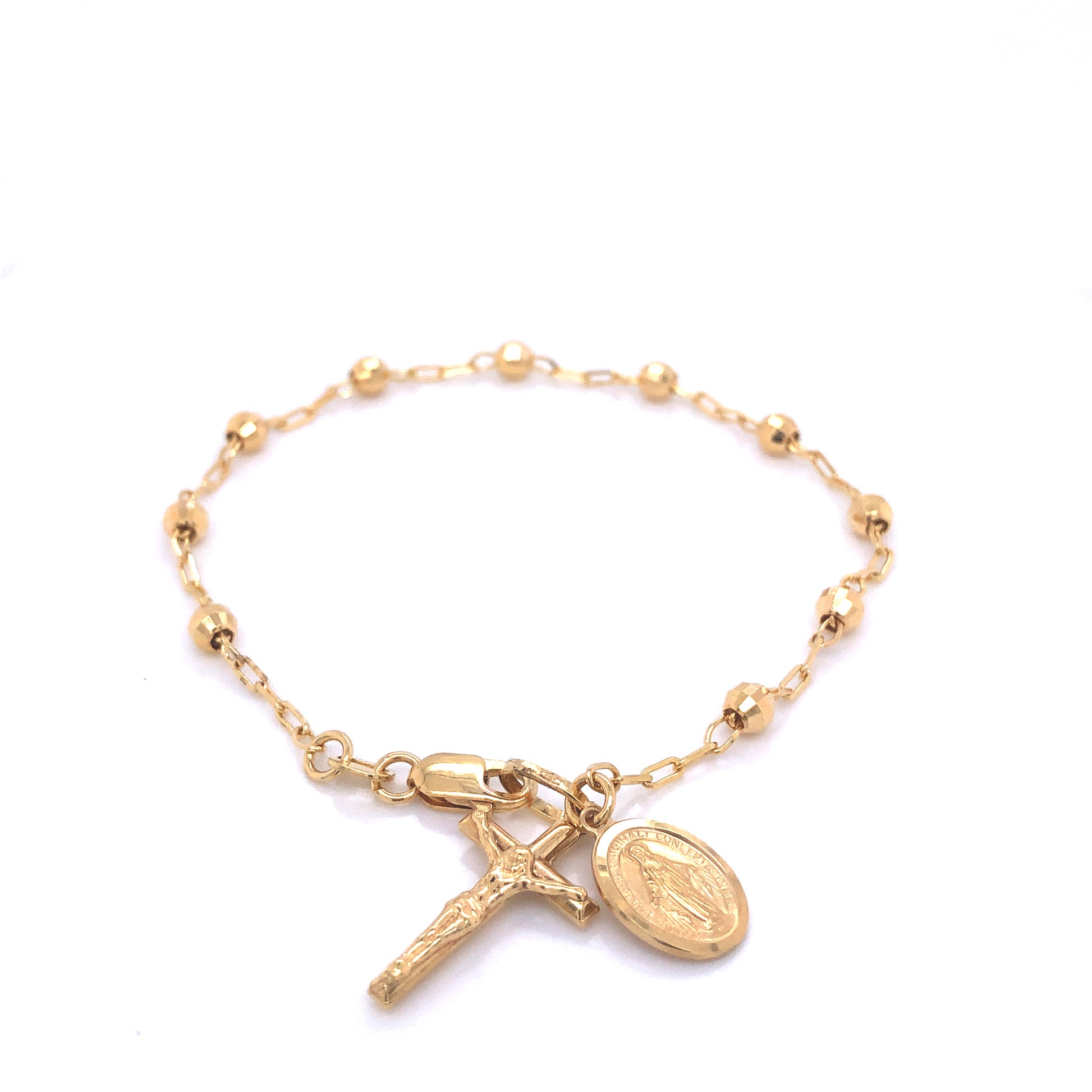 14K Rosary with Diamond Cut Beads Gold Bracelet | Luby Gold Collection | Luby 