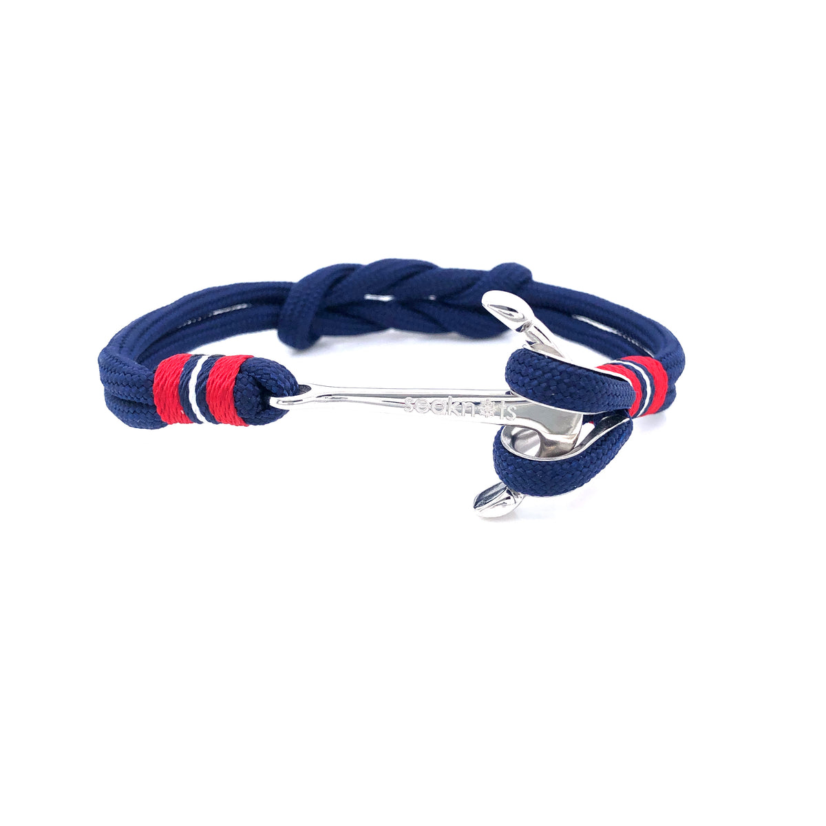 Blue Double Cord with Silver Anchor Bracelet (Blue/Silver) | SEAKNOTS | Luby 