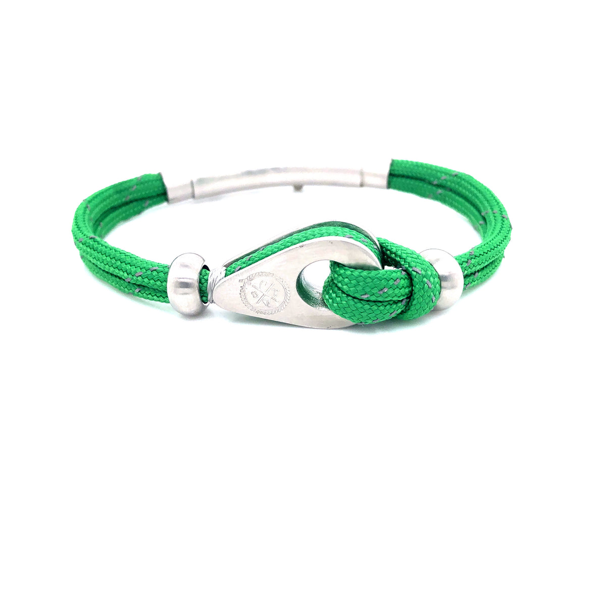 Green Double Cord with Silver Pulley and Beads Bracelet (Green/Silver) | Seaknots | Luby 