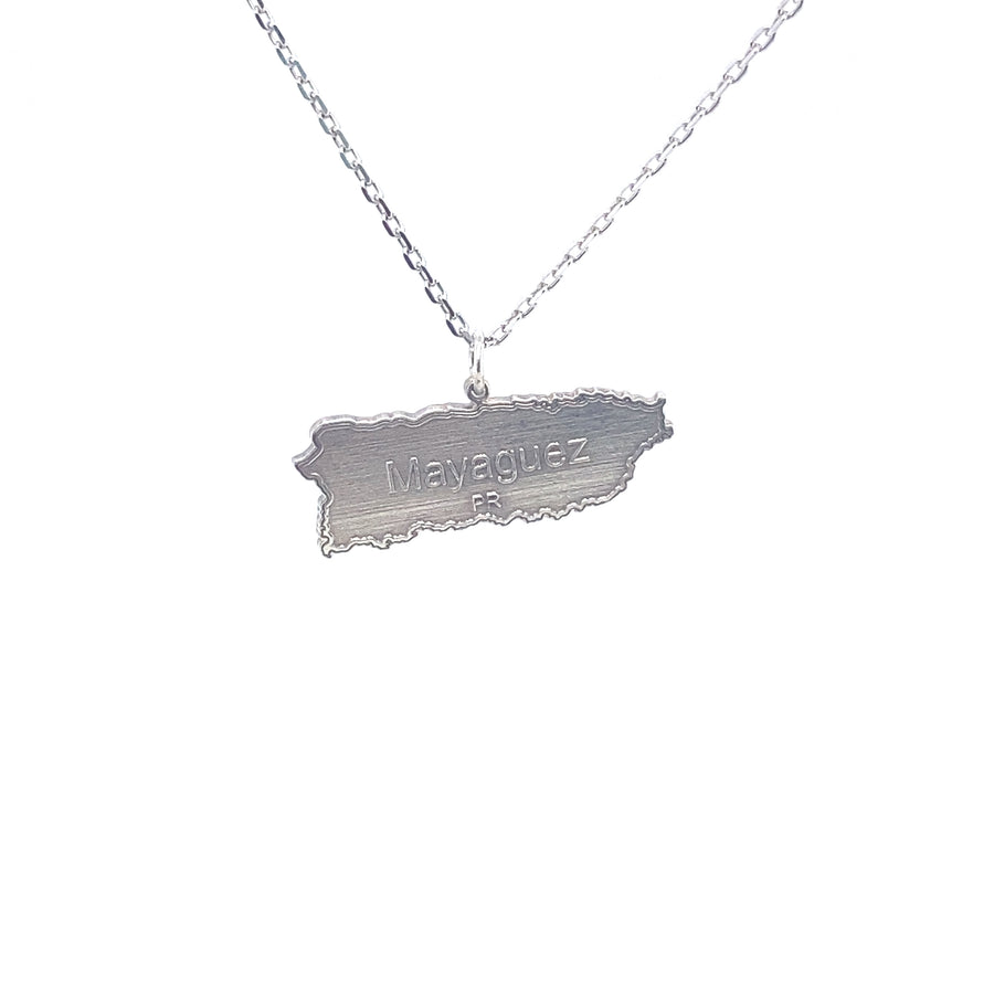 Dije personalizado de Puerto Rico en plata esterlina