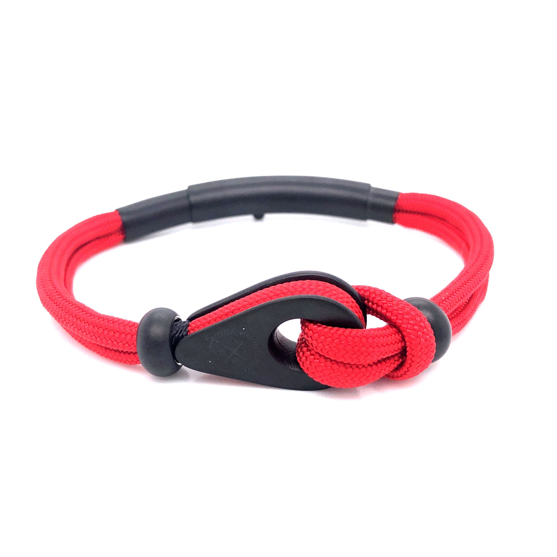 Red Double Cord with Black Matte Pulley and Beads Bracelet (Red/Black) | SEAKNOTS | Luby 