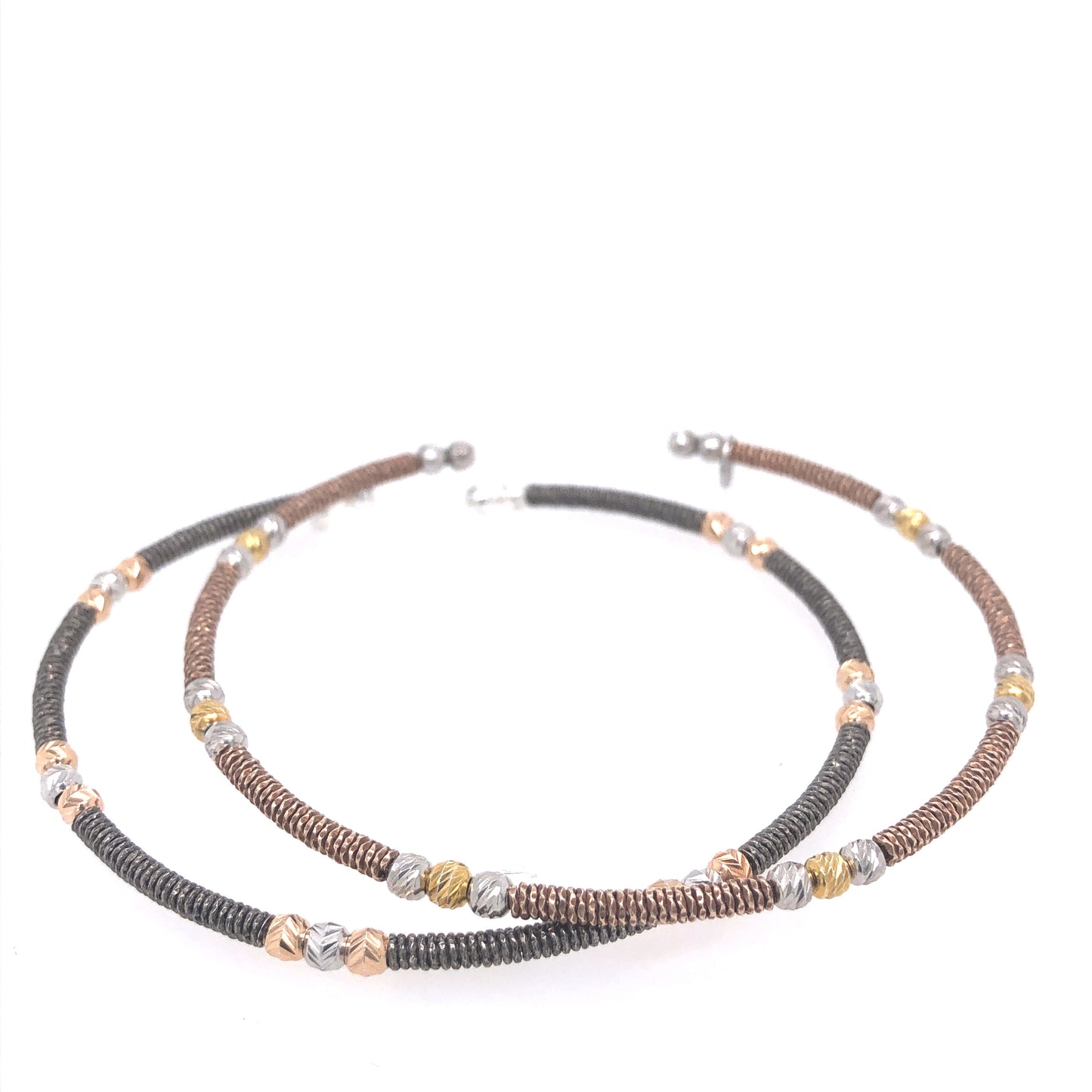 Rose Gold & Charcoal Gray Sterling Silver Set of 2 Bangle Bracelets | Luby Silver Collection | Luby 