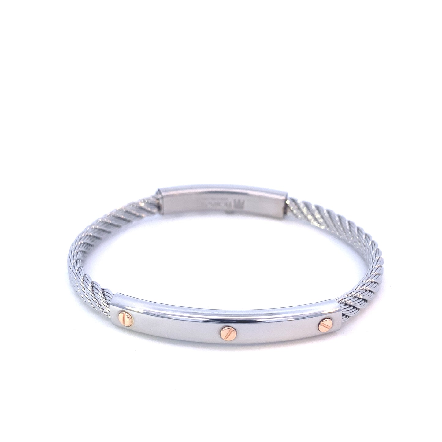 Steel Bangle/18k Rose Gold Screw Element | BORSARI | Luby 