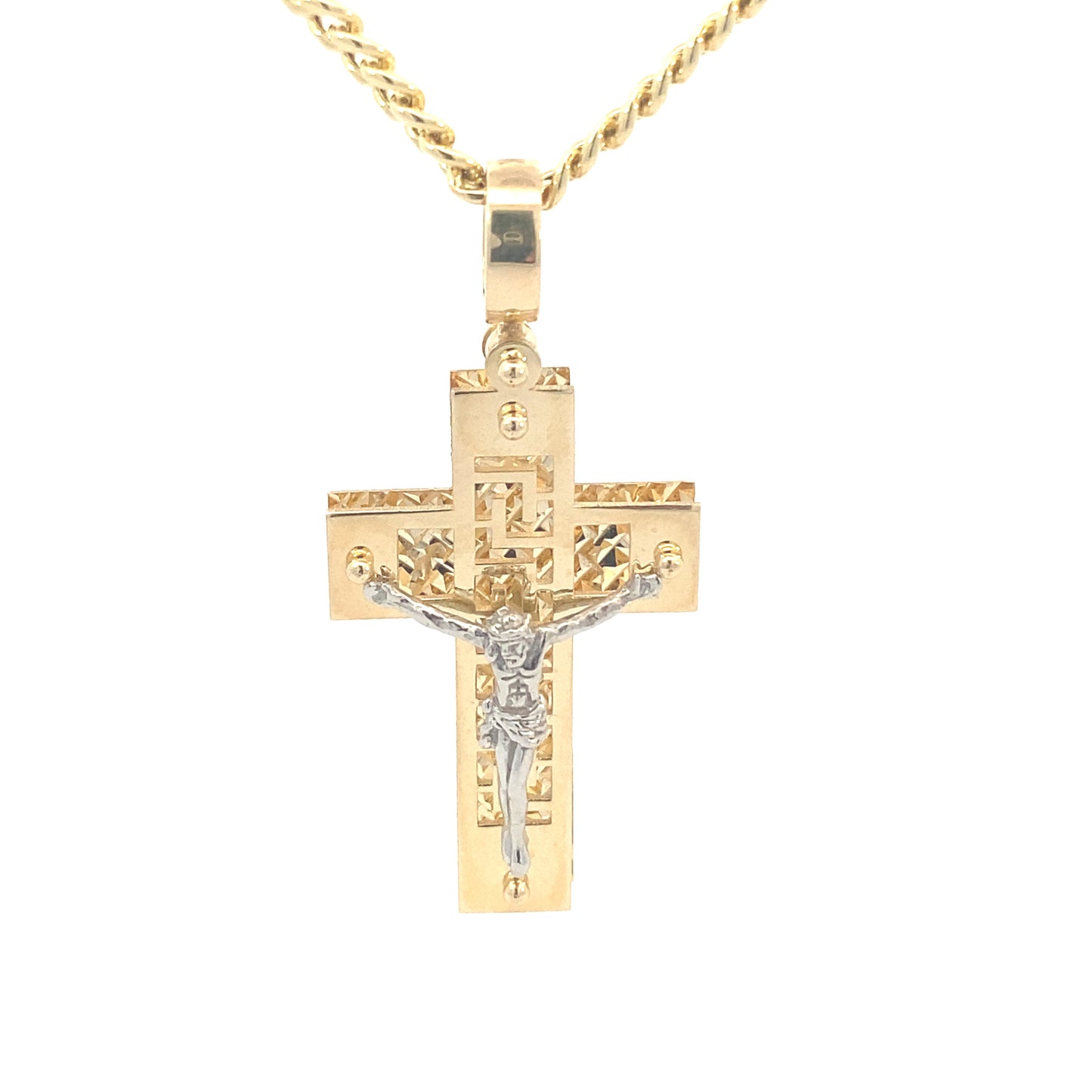 14K Gold 2-Tone Fancy Cross with Image Pendant | Luby Gold Collection | Luby 