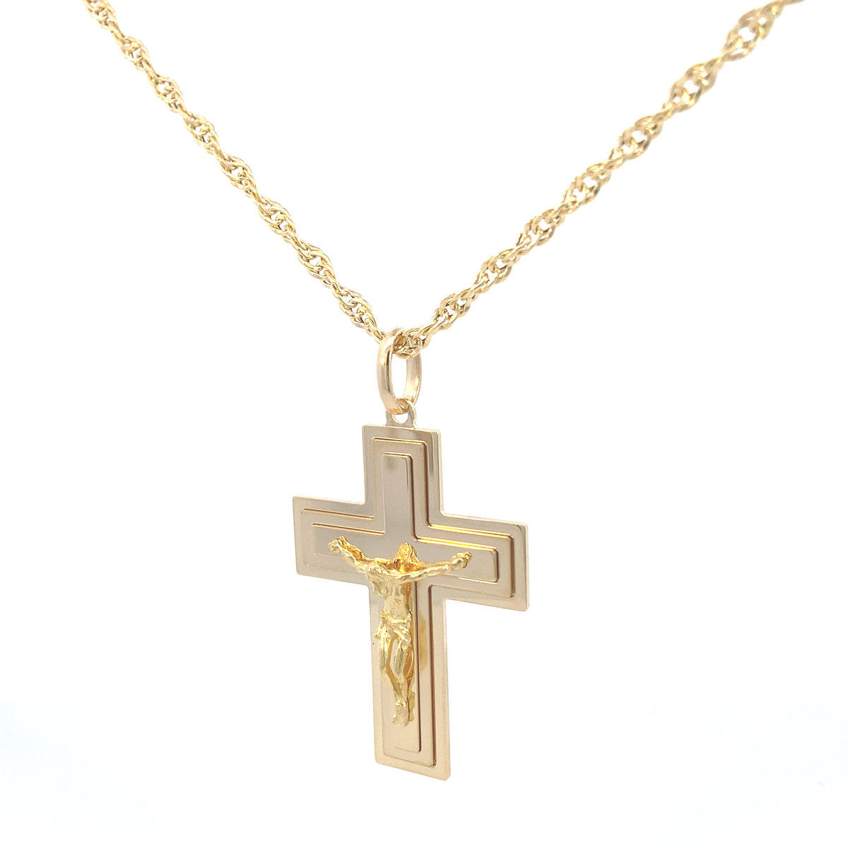 14K All Gold Big Cross Jesus | Luby Gold Collection | Luby 