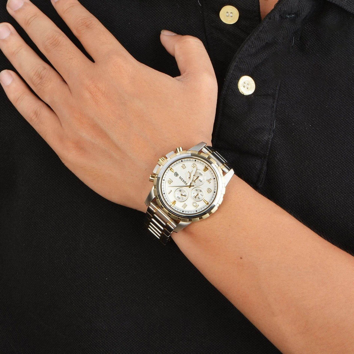 Dean Chronograph Watch (Silver/Gold) | Fossil | Luby 