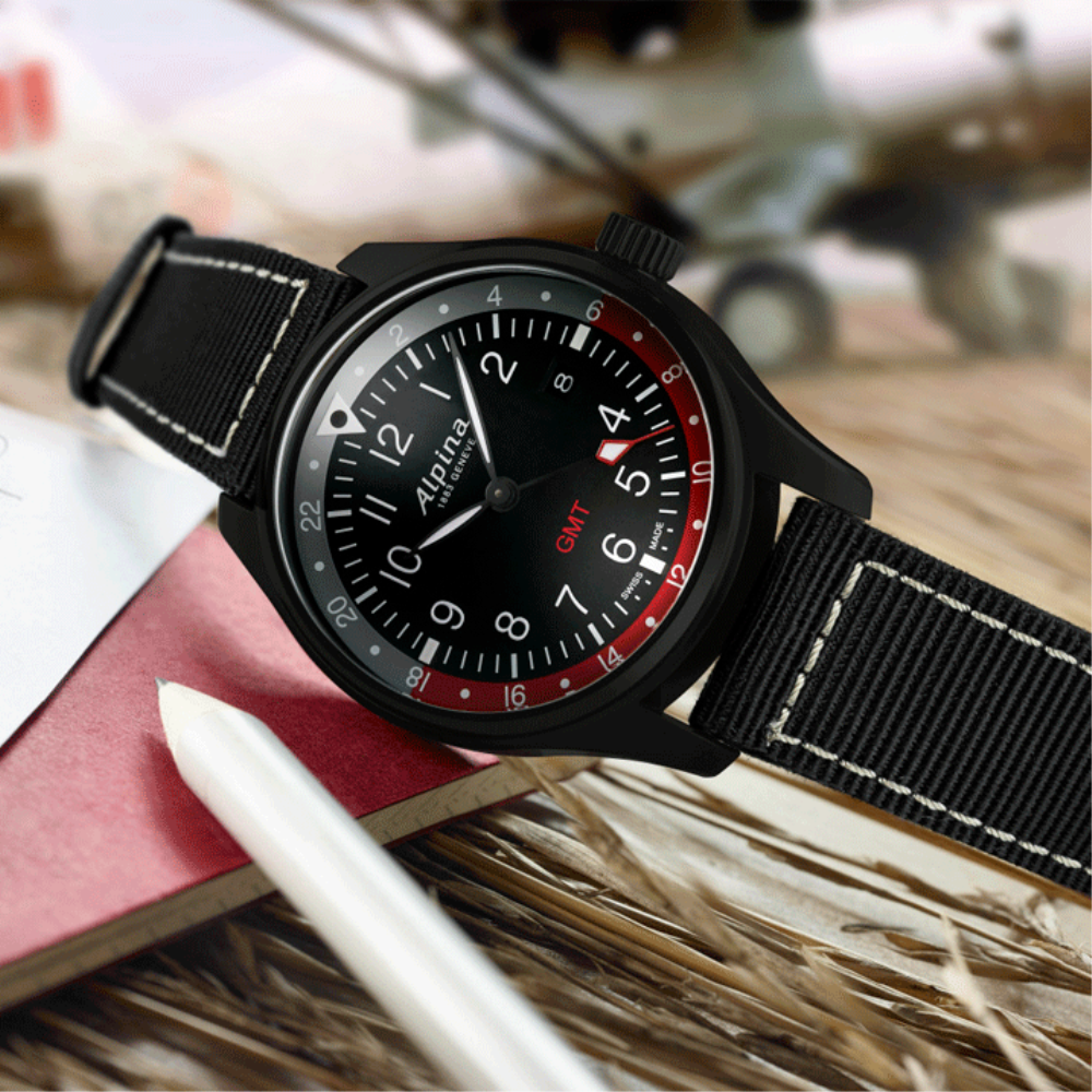Startimer Pilot GMT (Black-Red) | Alpina | Luby 