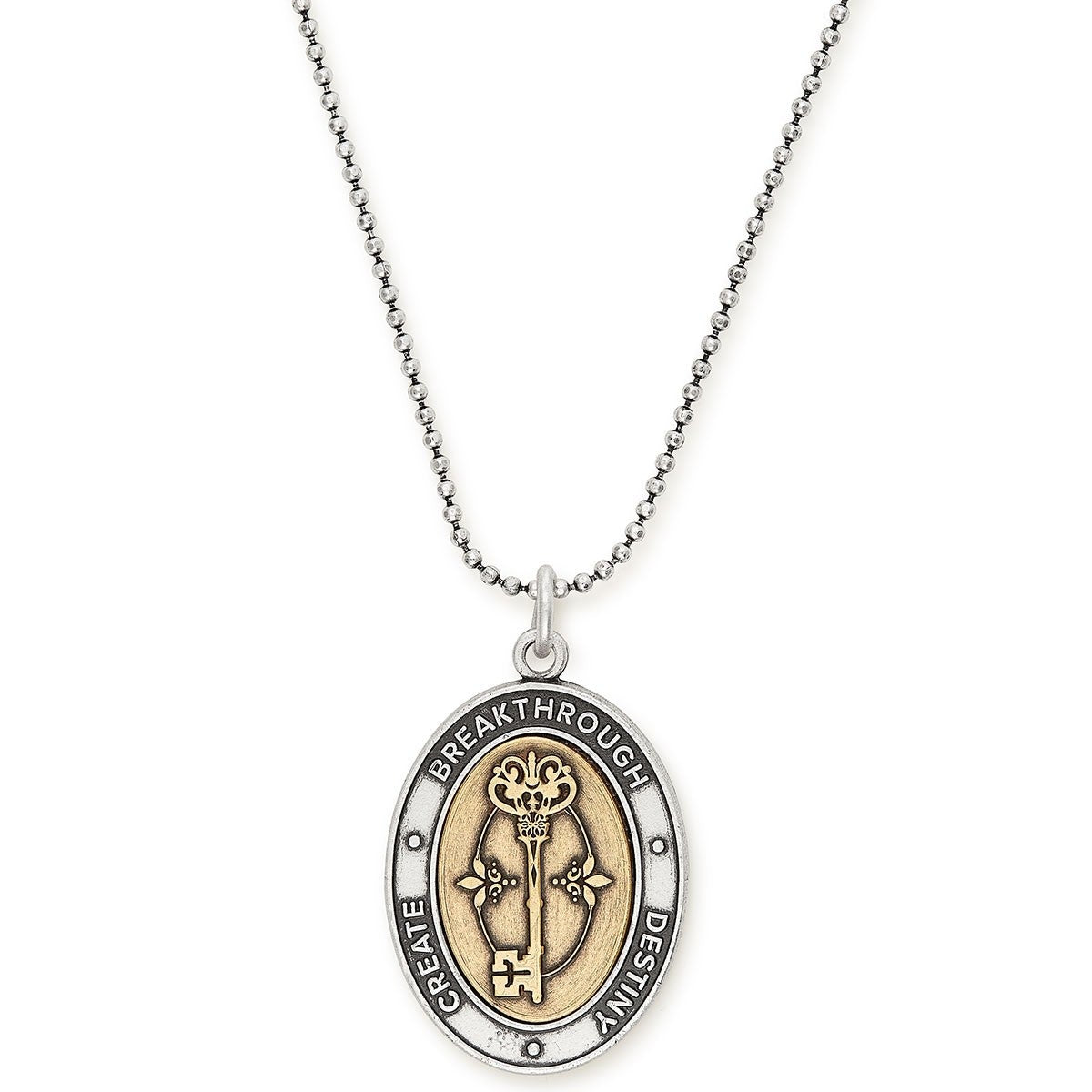 Two-Tone Key to Life Pendant Neckalce (Silver/Gold) | Alex and Ani | Luby 