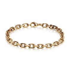 7mm Gold Steel Figaro Link Bracelet | ARZ Steel | Luby 