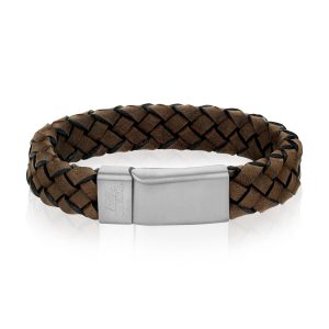 Dark Brown Leather Steel Clasp Bracelet | ARZ Steel | Luby 