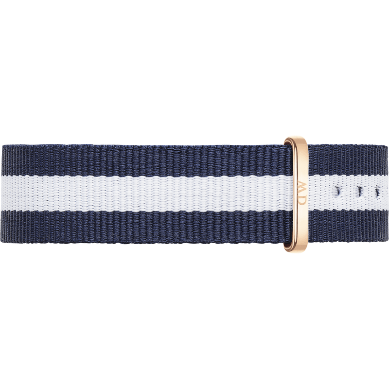 Glasgow Watch Strap (Navy Blue/White/Rose-Gold)