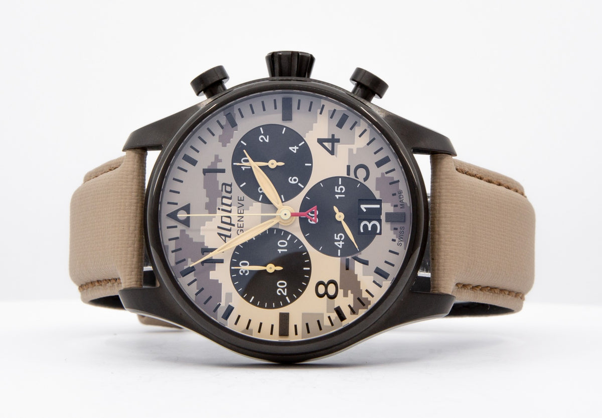 Startimer Pilot Chronograph Big Date (Light Woodland Camo Patterned) | Alpina | Luby 
