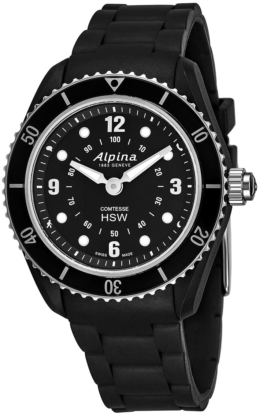 Comtesse(Ladies) Horological Smartwatch (Black) | Alpina | Luby 