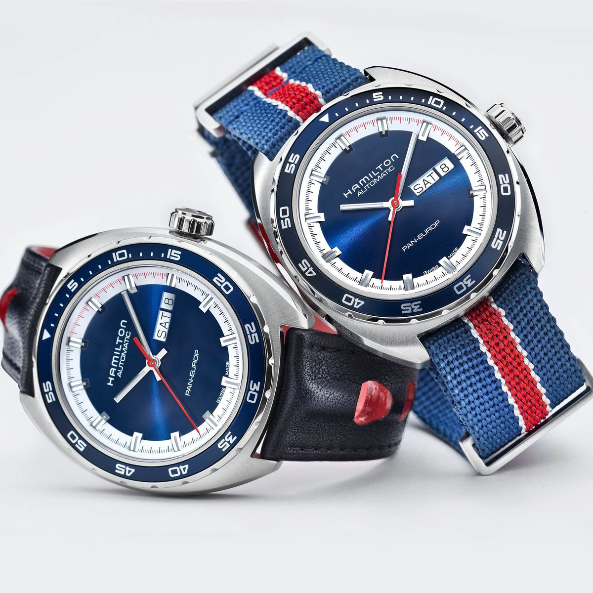 American Classic Automatic Pan Europ Day Date (Silver/Blue) | Hamilton | Luby 