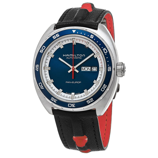 American Classic Automatic Pan Europ Day Date (Silver/Blue) | Hamilton | Luby 