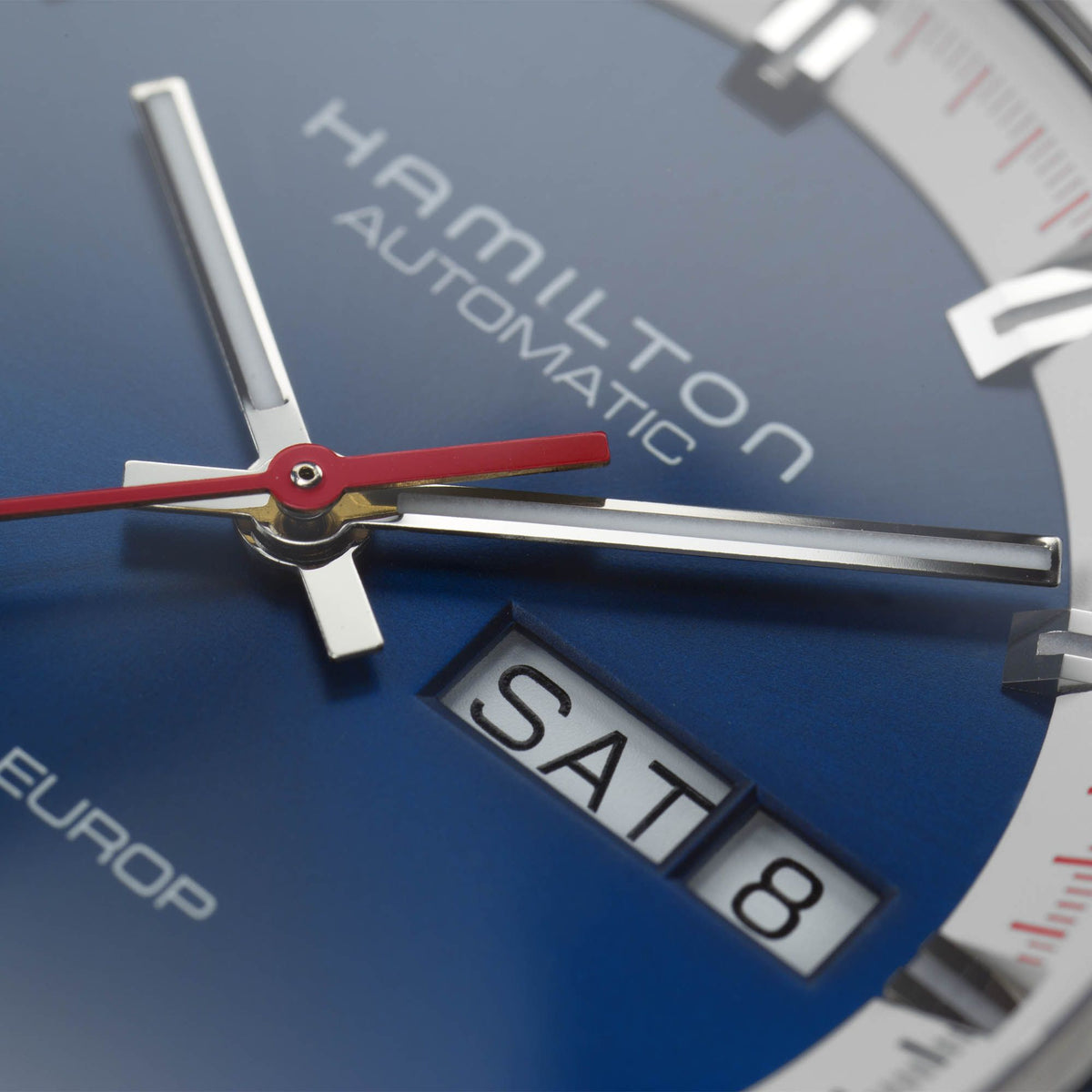 American Classic Automatic Pan Europ Day Date (Silver/Blue) | Hamilton | Luby 