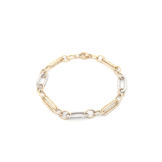 14K Gold 2-Tone Oval Links Bracelet | Luby Gold Collection | Luby 