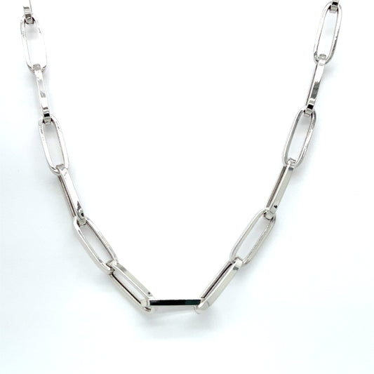 14K White Gold Paper Clip Link Chain 4mm | Luby Gold Collection | Luby 