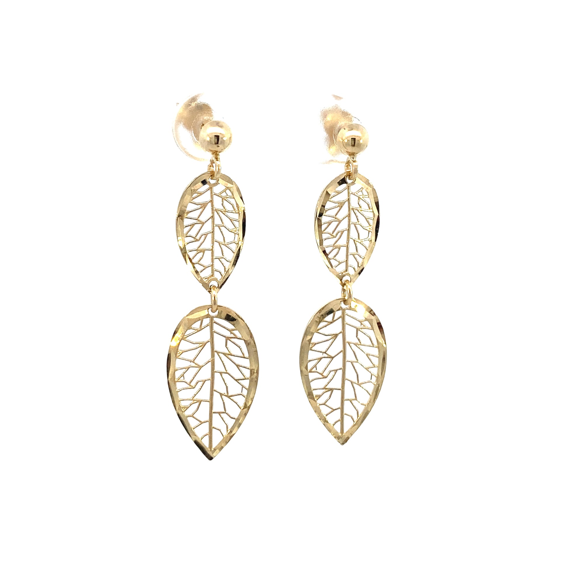 14K Gold Leaves Long Earrings | Luby Gold Collection | Luby 