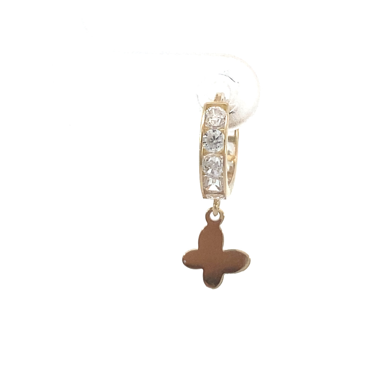 14K Gold CZ Hoops with Butterfly | Luby Gold Collection | Luby 