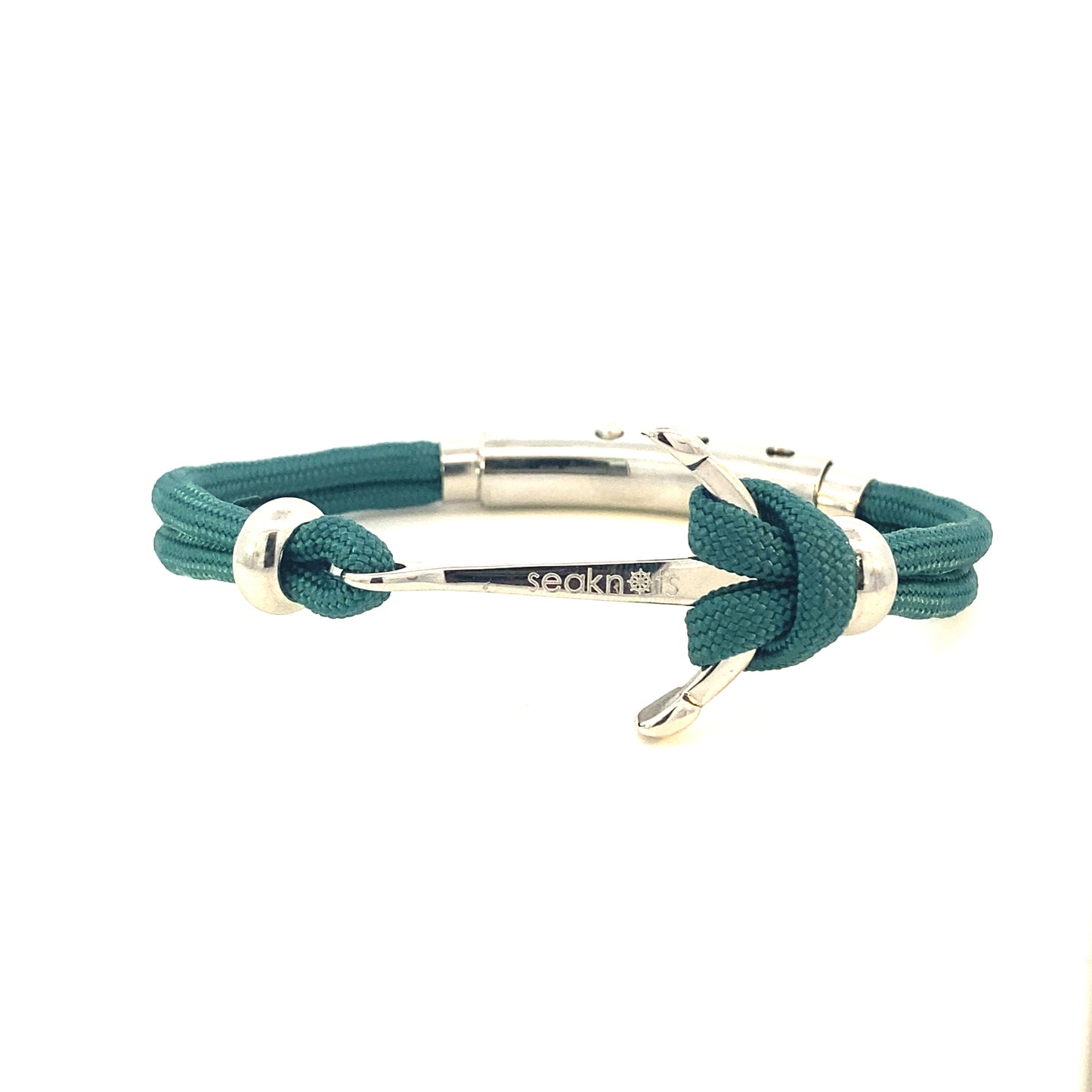 DOUBLE CORD W ANCHOR / KNOT / BEADS SILVER | Seaknots | Luby 