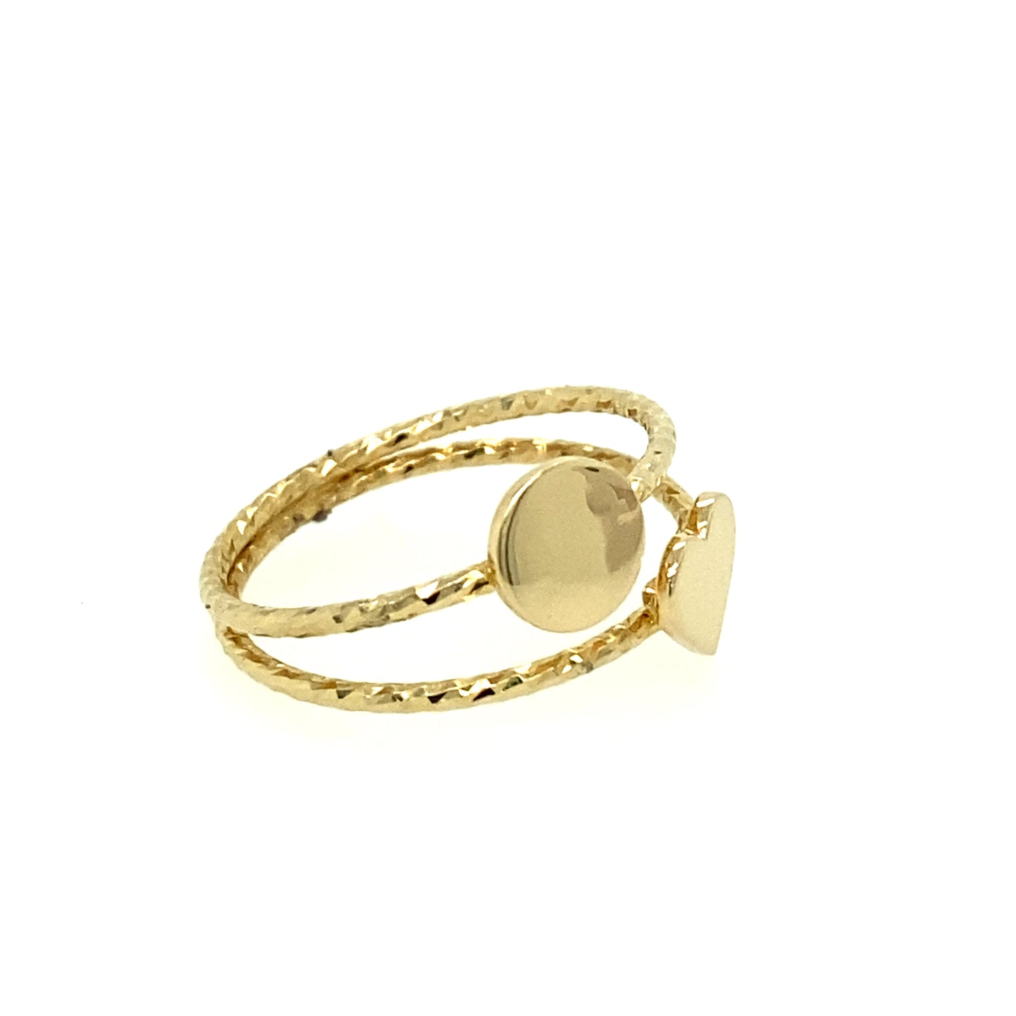 14K Gold Double Ring with Heart and Circle Shape | Luby Gold Collection | Luby 