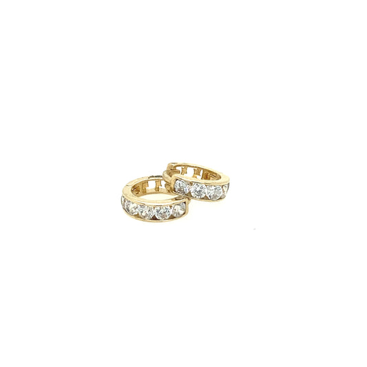 14K TINY HOOPS EARRINGS CZ | Luby Gold Collection | Luby 